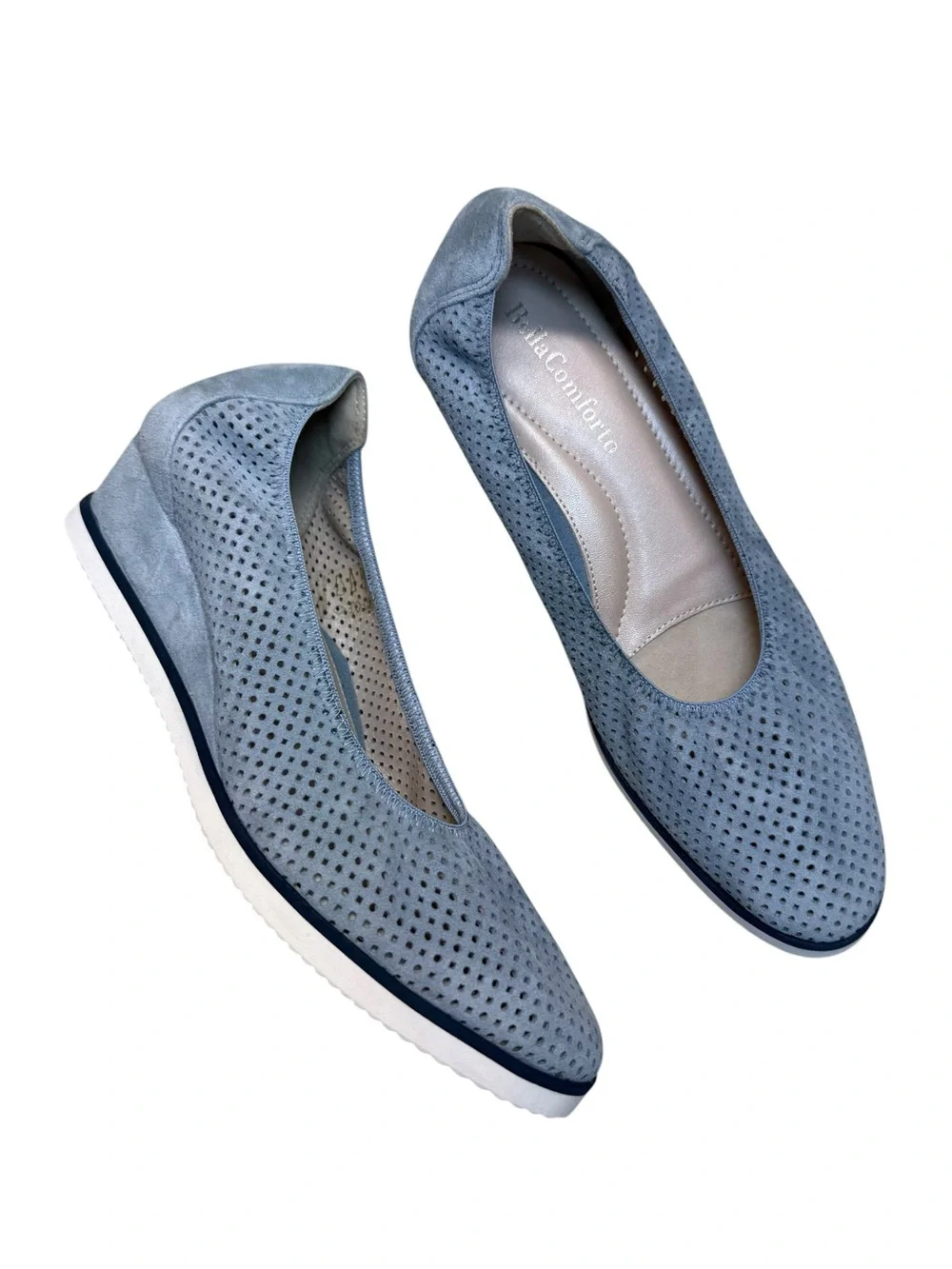 Bella Comforto Perforated Suede Wedge Slip-On Women’s Shoes - EU Size 39